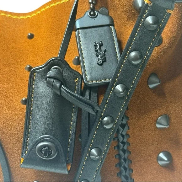 Coach 1941 Rogue 36 Western Saddle Suede Whipstitch Whiplash Boho Fringe Bag - Picture 4 of 16